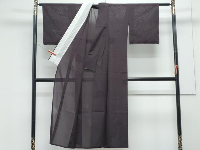 平和屋着物＊夏物　色無地　枝花文紗　滅紫色　正絹　逸品　CABK9456th