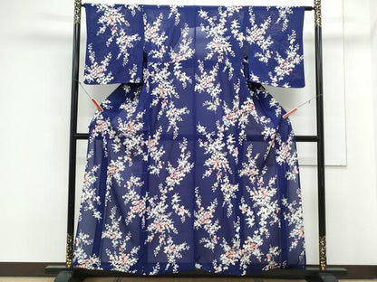 平和屋着物＊夏物　小紋　絽　草花文　正絹　逸品　CABK9539th