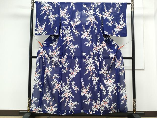平和屋着物＊夏物　小紋　絽　草花文　正絹　逸品　CABK9539th