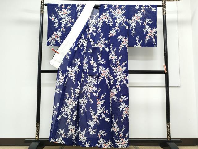 平和屋着物＊夏物　小紋　絽　草花文　正絹　逸品　CABK9539th