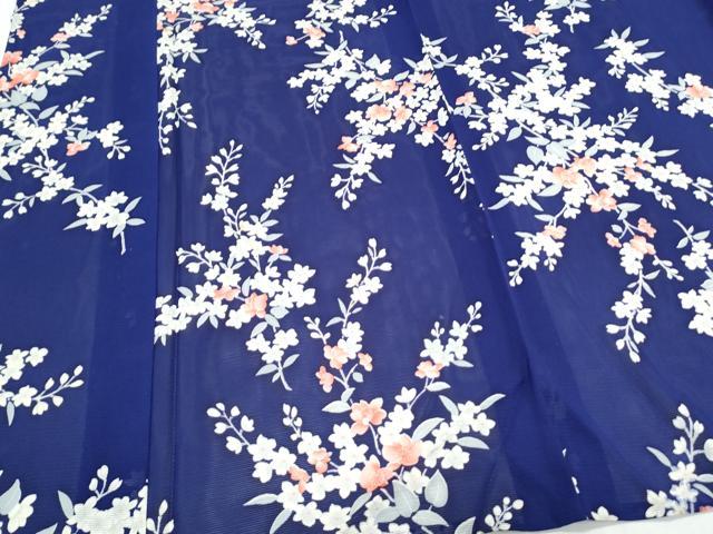 平和屋着物＊夏物　小紋　絽　草花文　正絹　逸品　CABK9539th