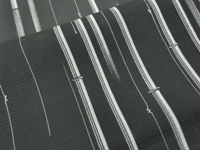 平和屋着物＊夏物　小紋　絽　竹間道　黒地　正絹　逸品　CABK9540th