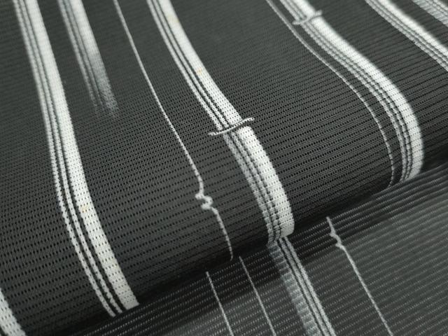 平和屋着物＊夏物　小紋　絽　竹間道　黒地　正絹　逸品　CABK9540th