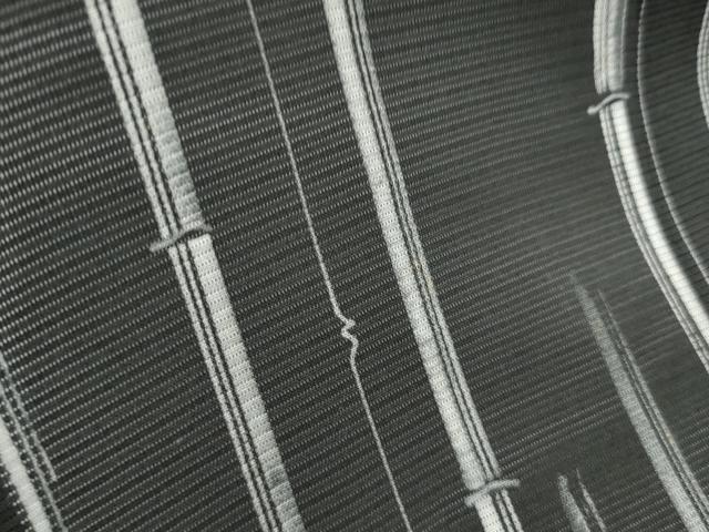 平和屋着物＊夏物　小紋　絽　竹間道　黒地　正絹　逸品　CABK9540th