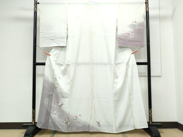 平和屋着物＊夏物　訪問着　絽　エ霞花文　暈し染め　金彩　正絹　逸品　CABK9541th