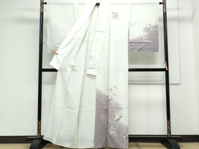 平和屋着物＊夏物　訪問着　絽　エ霞花文　暈し染め　金彩　正絹　逸品　CABK9541th