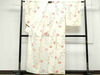 平和屋着物＊夏物　小紋　絽　草花文　金彩　正絹　逸品　CABK9544th