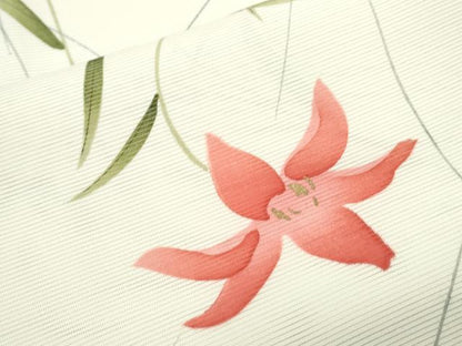 平和屋着物＊夏物　小紋　絽　草花文　金彩　正絹　逸品　CABK9544th