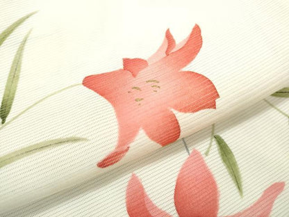 平和屋着物＊夏物　小紋　絽　草花文　金彩　正絹　逸品　CABK9544th