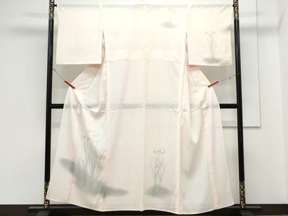 平和屋着物＊夏物　訪問着　絽　草花文　暈し染め　銀彩　正絹　逸品　CABK9546th