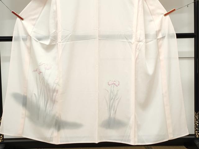 平和屋着物＊夏物　訪問着　絽　草花文　暈し染め　銀彩　正絹　逸品　CABK9546th