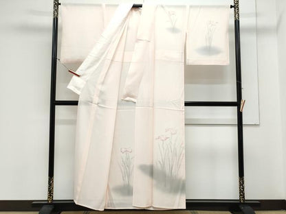 平和屋着物＊夏物　訪問着　絽　草花文　暈し染め　銀彩　正絹　逸品　CABK9546th