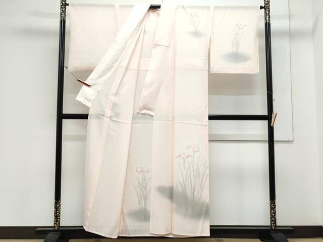 平和屋着物＊夏物　訪問着　絽　草花文　暈し染め　銀彩　正絹　逸品　CABK9546th