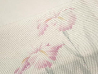 平和屋着物＊夏物　訪問着　絽　草花文　暈し染め　銀彩　正絹　逸品　CABK9546th