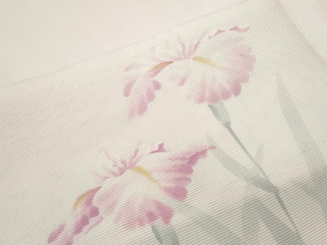 平和屋着物＊夏物　訪問着　絽　草花文　暈し染め　銀彩　正絹　逸品　CABK9546th