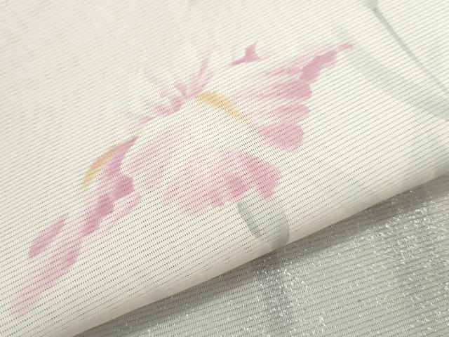 平和屋着物＊夏物　訪問着　絽　草花文　暈し染め　銀彩　正絹　逸品　CABK9546th