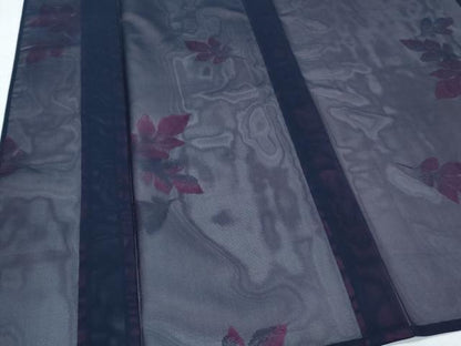 平和屋着物＊夏物　小紋　紗　舞葉文　正絹　逸品　CABK9550th