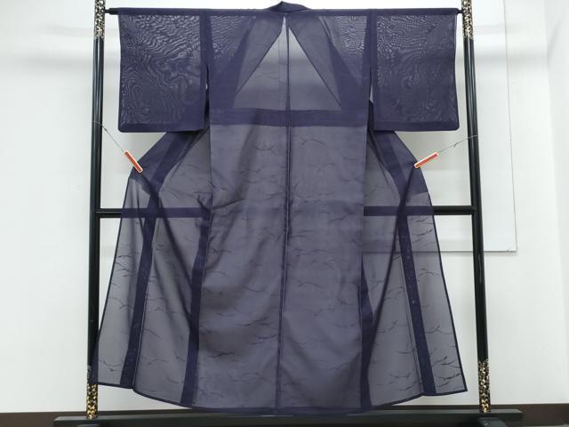 平和屋着物＊夏物　色無地　露芝紋紗　深紫色　正絹　逸品　CABK9552th