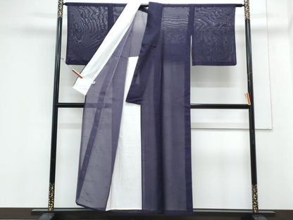 平和屋着物＊夏物　色無地　露芝紋紗　深紫色　正絹　逸品　CABK9552th
