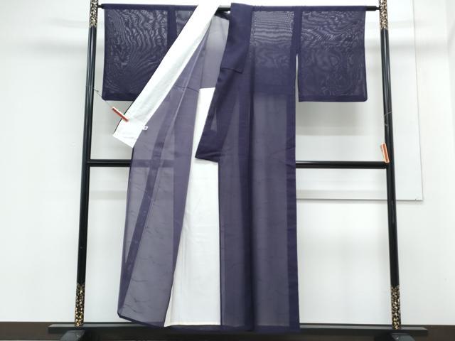 平和屋着物＊夏物　色無地　露芝紋紗　深紫色　正絹　逸品　CABK9552th