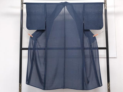 平和屋着物＊夏物　色無地　紗　留紺色　正絹　逸品　CABK9554th