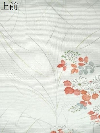 平和屋着物＊夏物　小紋　絽　手描き　草花文　正絹　逸品　CABK9557th