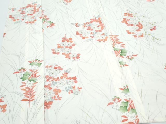 平和屋着物＊夏物　小紋　絽　手描き　草花文　正絹　逸品　CABK9557th