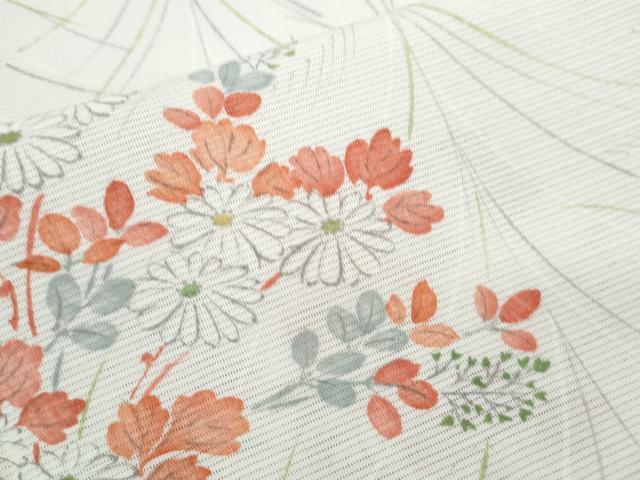 平和屋着物＊夏物　小紋　絽　手描き　草花文　正絹　逸品　CABK9557th
