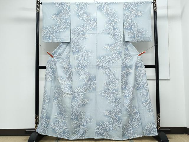 平和屋着物＊夏物　小紋　絽　枝花文　暈し染め　正絹　逸品　CABK9560th
