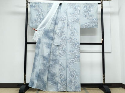 平和屋着物＊夏物　小紋　絽　枝花文　暈し染め　正絹　逸品　CABK9560th