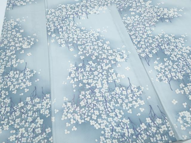 平和屋着物＊夏物　小紋　絽　枝花文　暈し染め　正絹　逸品　CABK9560th