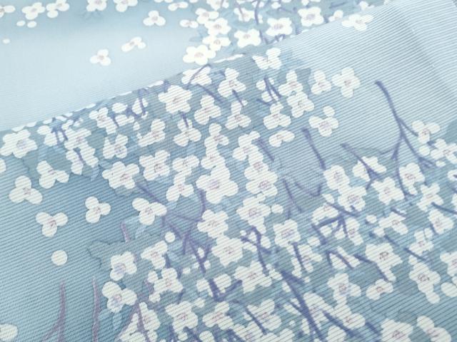 平和屋着物＊夏物　小紋　絽　枝花文　暈し染め　正絹　逸品　CABK9560th