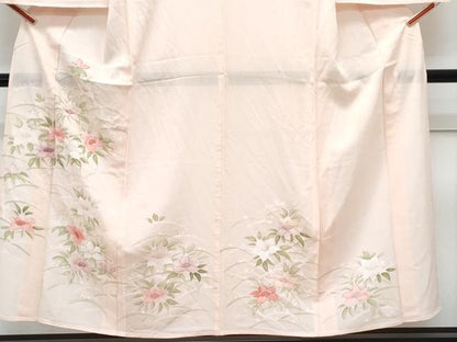 平和屋着物＊夏物　訪問着　絽　手描き　草花文　暈し染め　銀彩　正絹　逸品　CABK9561th