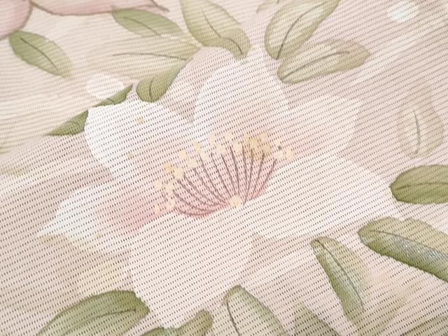 平和屋着物＊夏物　訪問着　絽　手描き　草花文　暈し染め　銀彩　正絹　逸品　CABK9561th