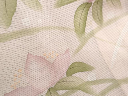 平和屋着物＊夏物　訪問着　絽　手描き　草花文　暈し染め　銀彩　正絹　逸品　CABK9561th