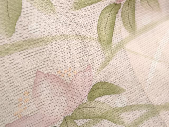 平和屋着物＊夏物　訪問着　絽　手描き　草花文　暈し染め　銀彩　正絹　逸品　CABK9561th