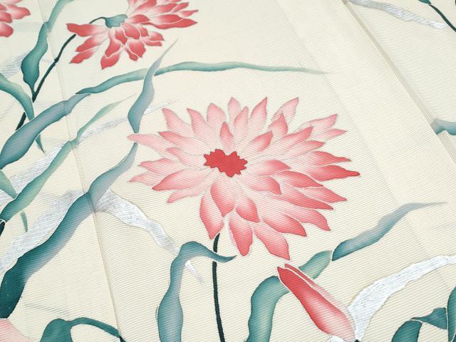 平和屋着物＊夏物　小振袖　二尺袖　絽　草花文　銀彩　正絹　逸品　CABK9562th