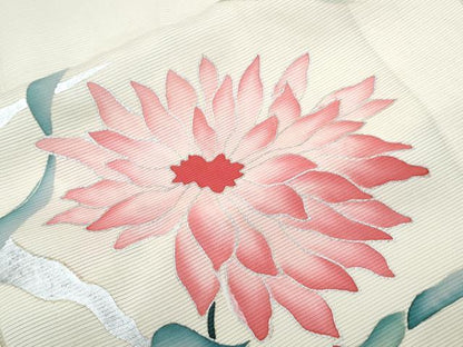 平和屋着物＊夏物　小振袖　二尺袖　絽　草花文　銀彩　正絹　逸品　CABK9562th