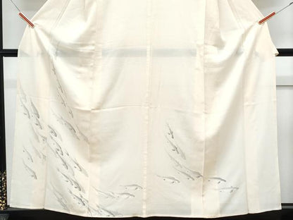 平和屋着物＊夏物　訪問着　絽　手描き　魚　正絹　逸品　CABK9563th