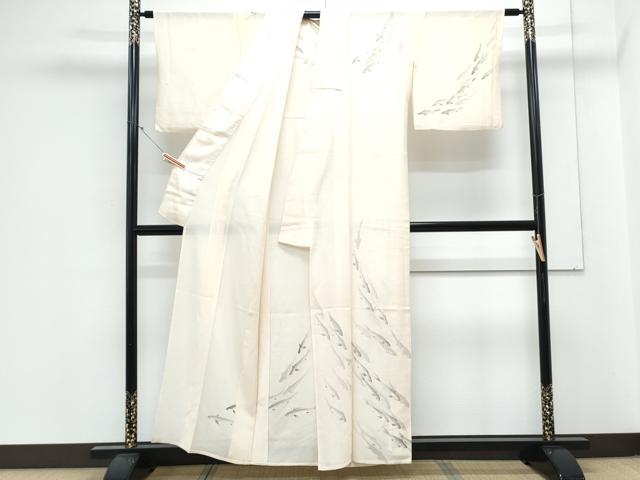 平和屋着物＊夏物　訪問着　絽　手描き　魚　正絹　逸品　CABK9563th