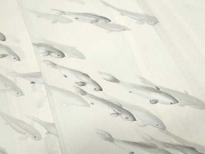 平和屋着物＊夏物　訪問着　絽　手描き　魚　正絹　逸品　CABK9563th