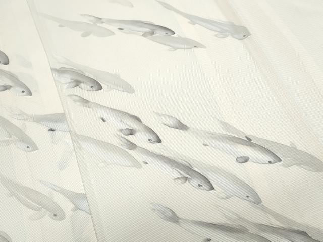 平和屋着物＊夏物　訪問着　絽　手描き　魚　正絹　逸品　CABK9563th