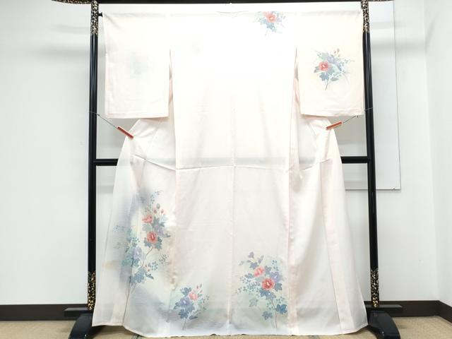 平和屋着物＊夏物　訪問着　絽　枝花文　暈し染め　正絹　逸品　CABK9564th