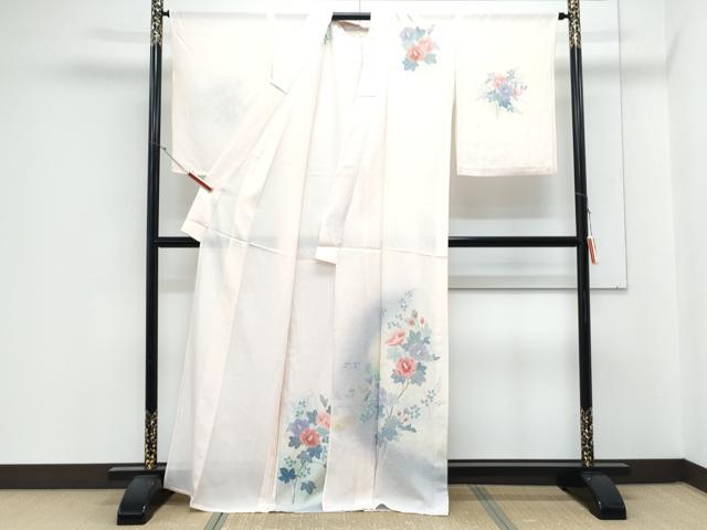 平和屋着物＊夏物　訪問着　絽　枝花文　暈し染め　正絹　逸品　CABK9564th