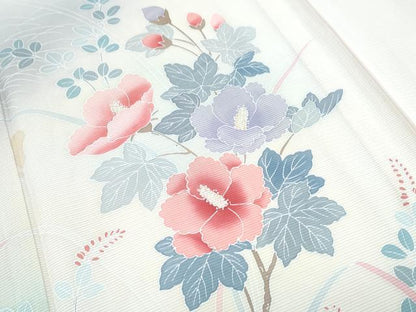 平和屋着物＊夏物　訪問着　絽　枝花文　暈し染め　正絹　逸品　CABK9564th