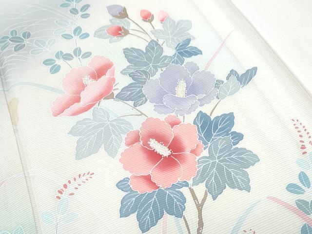 平和屋着物＊夏物　訪問着　絽　枝花文　暈し染め　正絹　逸品　CABK9564th