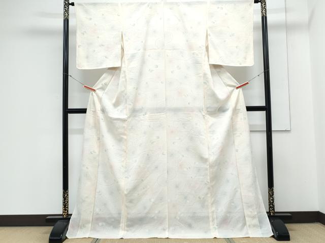 平和屋着物＊夏物　小紋　絽　水玉　ロング丈　正絹　逸品　CABK9566th