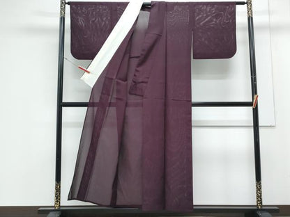 平和屋着物＊夏物　色無地　絽　似せ紫色　正絹　逸品　CABK9570th