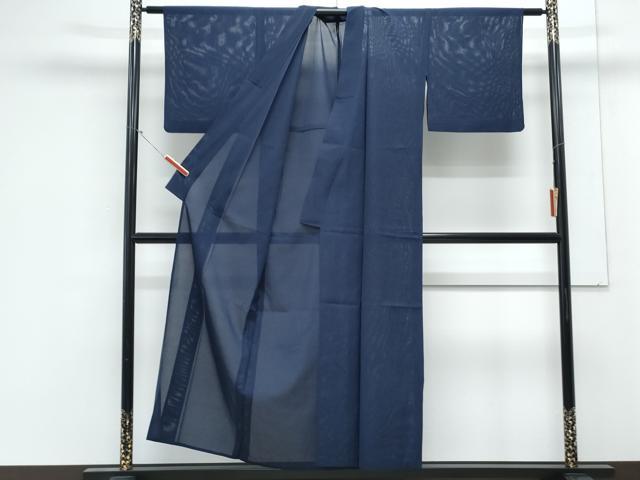 平和屋着物＊夏物　色無地　絽　濃藍色　正絹　逸品　CABK9584th