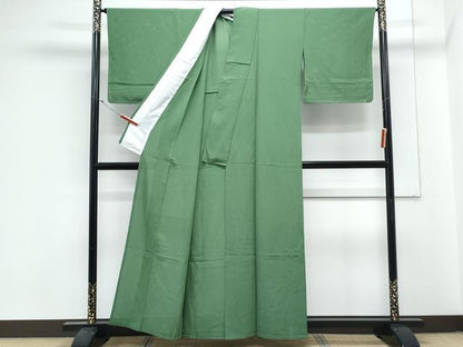 平和屋着物＊夏物　色無地　絽　薄緑色　正絹　逸品　CABK9590th